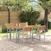 vidaXL Trädgårdsmöbelset 5 pcs Grå och brun 160 x 80 x 75 cm