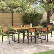 vidaXL Trädgårdsmöbelset 7 pcs Svart och brun 200 x 90 x 75 cm