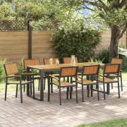 vidaXL Trädgårdsmöbelset 9 pcs Svart och brun 200 x 90 x 75 cm