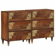 vidaXL Sideboard 2 pcs honungsbrun 60 x 33.5 x 75 cm Massivt Mangoträ
