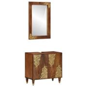vidaXL Badrumsmöbelset Väggmonterad 2 pcs honungsbrun 62 x 33 x 58 cm