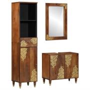 vidaXL Badrums Möbelset 3 pcs Brun 62 x 33 x 58 cm Massivt Mangoträ