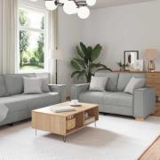 vidaXL Soffset med kudde med kudde 3 pcs Grå 220 x 78 x 84 cm tyg