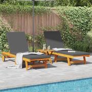vidaXL Solstol Reclining 2 pcs Brun 63 x 199 x 85cm Massivt akaciaträ