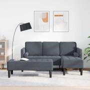 vidaXL Soffset 2 pcs Mörkgrå 173 x 131 x 67 cm Sammet
