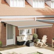 vidaXL Utfällbar markis Beige 400 × 300 cm Tyg, Metall