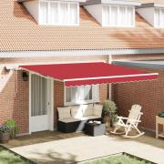 vidaXL Utfällbar markis med Röd 400 ×350 cm tyg