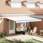 vidaXL Utfällbar markis med LED -remsljus Vit 450 × 300 cm tyg