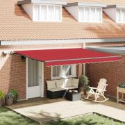vidaXL Utfällbar markis med LED -remsljus Röd 450 ×350 cm tyg