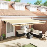 vidaXL Utfällbar markis orange och vit 500 × 300 cm Tyg, Metall