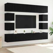 vidaXL TV-bänkset 8 pcs Svart ek 100 x 30 x 30 cm Konstruerat trä