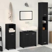 vidaXL Badrumsmöbelset med hylla 4 pcs Svart Ek 30 x 30 x 183.5 cm