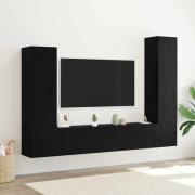 vidaXL TV-bänkset 4 pcs Svart ek 30.5 x 30 x 110 cm Konstruerat trä