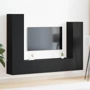 vidaXL TV-bänkset 6 pcs Svart ek 30.5 x 30 x 110 cm Konstruerat trä