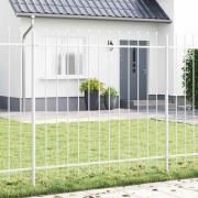 vidaXL Trädgårdsstängsel Vit 3.4 x 1.5 m Pulverlackerad stål