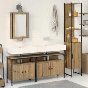 vidaXL Badrumsmöbelset med hylla 4 pcs artisan ek 33 x 33 x 185.5 cm