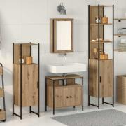 vidaXL Badrumsmöbelset med hylla 4 pcs artisan ek 33 x 33 x 185.5 cm