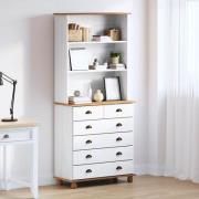 vidaXL Hutch med låda ASKIM Vit 91 x 40 x 200.5 cm Massivt tallträ