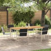 vidaXL Trädgårdsmöbelset 7 pcs Massivt teakträ