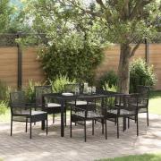 vidaXL Trädgårdsmöbelset 7 pcs Svart Poly rattan