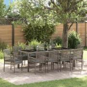 vidaXL Trädgårdsmöbelset 11 pcs Grå Poly rattan
