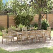 vidaXL Trädgårdsmöbelset 11 pcs Beige Poly rattan