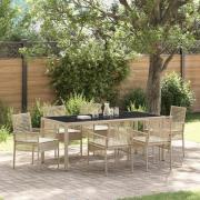 vidaXL Trädgårdsmöbelset 7 pcs Beige Poly rattan