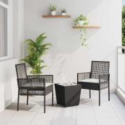 vidaXL Trädgårds Bistro Set 3 pcs Svart Poly rattan