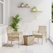 vidaXL Trädgårds Bistro Set 3 pcs Beige konstrotting