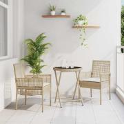vidaXL Trädgårds Bistro Set 3 pcs Beige Poly rattan