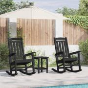 vidaXL Trädgårdsgungstol 3 pcs Svart 38 x 38 x 46cm Plast