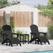 vidaXL Trädgårdsloungemöbler 3 pcs Svart 38 x 38 x 46cm Plast