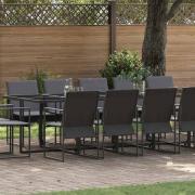 vidaXL Trädgårdsmöbelset 15 pcs Svart Stål