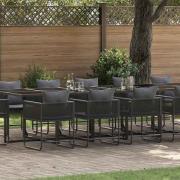 vidaXL Trädgårdsmöbelset 13 pcs Svart Stål