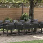 vidaXL Trädgårdsmöbelset 17 pcs Svart Stål