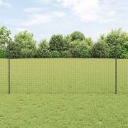 vidaXL Staket med stolpar Grå 1.2 x 25 m Stål