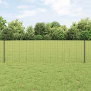 vidaXL Staket med stolpar Grå 0.6 x 50 m Stål