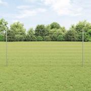 vidaXL Staket med stolpar Silver 1.2 x 25 m Stål