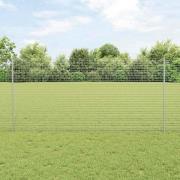 vidaXL Staket med stolpar Silver 1.2 x 25 m Stål