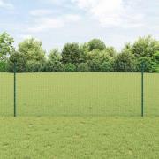 vidaXL Staket med stolpar Grön 1 x 10 m Stål