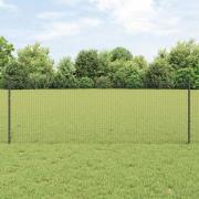 vidaXL Staket med stolpar Grå 0.8 x 10 m Stål