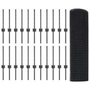 vidaXL Stängsel med stolpe Grå 0,4 x 50 m Stål och PVC
