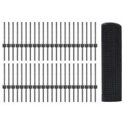 vidaXL Stängsel med stolpe Grå 0,4 x 100 m Stål och PVC