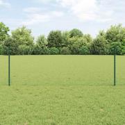 vidaXL Staket med stolpar Grön 0.8 x 10 m Stål