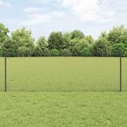 vidaXL Staket med stolpar Grå 0.8 x 100 m Stål