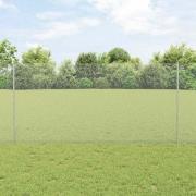 vidaXL Staket med stolpar Silver 1.2 x 25 m Stål