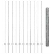 vidaXL Stängsel med stolpe Silver 1,4 x 25 m Stål