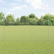 vidaXL Staket med stolpar Silver 1.5 x 25 m Stål