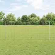 vidaXL Staket med stolpar Silver 1 x 25 m Stål