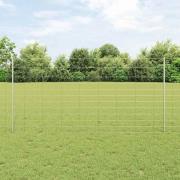 vidaXL Staket med stolpar Silver 1.2 x 25 m Stål